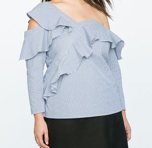 Eloquii Asymmetrical Ruffle Shirt
